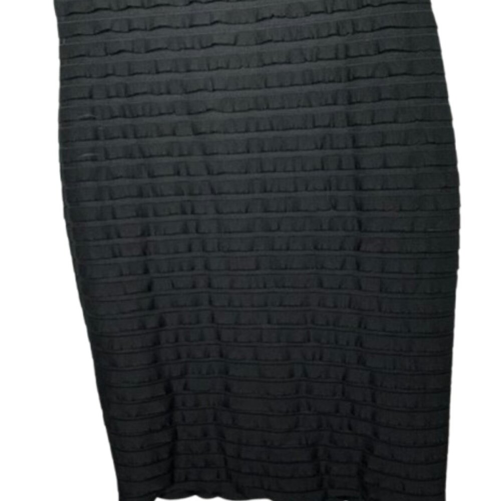 Banana Republic Women's Dress Sheath Black Tiered Ruffle SS Lined Stretch, XL - Picture 7 of 8